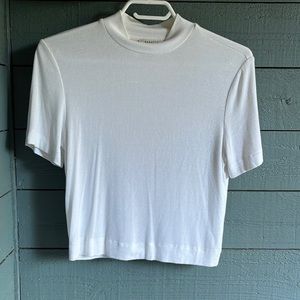 Babaton White Mock Turtleneck Crop Top
